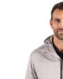 Pittsburgh Pirates Cooperstown Cutter & Buck Rainier Primaloft Eco Mens Full Zip Hooded Jacket Polished Medium Gray Front