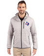Texas Rangers Cooperstown Cutter & Buck Rainier Primaloft Eco Mens Full Zip Hooded Jacket Polished Medium Gray Front