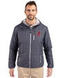 Cleveland Indians Cooperstown Cutter & Buck Rainier Primaloft Eco Mens Full Zip Hooded Jacket Anthracite Melange Front
