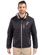 Cincinnati Reds Cooperstown Cutter & Buck Rainier Primaloft Eco Mens Full Zip Hooded Jacket Black Front