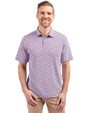 Front profile view of a College Purple Cutter & Buck Virtue Eco Pique Botanical Print Recycled Mens Polo