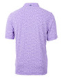 Mannequin back view of a College Purple Cutter & Buck Virtue Eco Pique Botanical Print Recycled Mens Polo