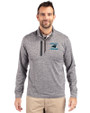Carolina Panthers Historic Cutter & Buck Stealth Heathered Quarter Zip Mens Pullover Elemental Grey Front