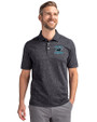 Carolina Panthers Historic Cutter & Buck Advantage Tri-Blend Space Dye Mens Polo Dark Black Front