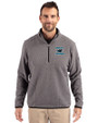 Carolina Panthers Historic Cutter & Buck Cascade Eco Fleece Mens Quarter Zip Jacket Elemental Grey/Black Front
