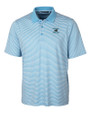 Carolina Panthers Historic Cutter & Buck Forge Tonal Stripe Stretch Mens Big and Tall Polo Atlas Light Blue Mannequin