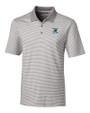 Carolina Panthers Historic Cutter & Buck Forge Tonal Stripe Stretch Mens Big and Tall Polo Polished Medium Gray Mannequin
