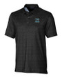 Carolina Panthers Historic Cutter & Buck Pike Micro Floral Print Stretch Mens Polo Black Mannequin