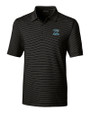 Carolina Panthers Historic Cutter & Buck Forge Pencil Stripe Stretch Mens Polo Black Mannequin