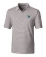 Carolina Panthers Historic Cutter & Buck Forge Pencil Stripe Stretch Mens Polo Polished Medium Gray Mannequin