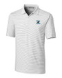 Carolina Panthers Historic Cutter & Buck Forge Pencil Stripe Stretch Mens Polo White Mannequin