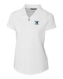 Carolina Panthers Historic Cutter & Buck Forge Stretch Womens Short Sleeve Polo White Mannequin