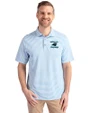 Carolina Panthers Historic Cutter & Buck Virtue Eco Pique Stripe Recycled Mens Polo Atlas Light Blue Front