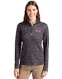 Umass Minutemen Cutter & Buck Traverse Stretch Eco Camo Print Quarter Zip Womens Pullover Black Front