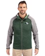 North Dakota Cutter & Buck Mainsail Full Zip Hooded Mens Jacket Hunter Heather/Polished Heather Front