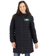North Dakota Cutter & Buck Mission Ridge Repreve Eco Insulated Womens Long Puffer Jacket Black Front