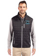 Carolina Panthers Historic Cutter & Buck Rainier PrimaLoft® Mens Eco Insulated Full Zip Puffer Vest Black Front