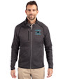 Carolina Panthers Historic Cutter & Buck Mainsail Sweater-Knit Mens Full Zip Jacket Charcoal Heather Front