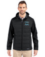 Carolina Panthers Historic Cutter & Buck Evoke Hybrid Eco Softshell Recycled Full Zip Mens Big & Tall Hooded Jacket Black Front