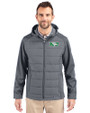 North Dakota Cutter & Buck Evoke Hybrid Softshell Recycled Full Zip Mens Hooded Jacket Elemental Grey Front