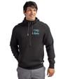 Carolina Panthers Historic Cutter & Buck Roam Recycled Buttery-Soft Knit Mens Half Zip Hooded Pullover Black Front