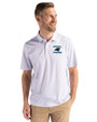 Carolina Panthers Historic Cutter & Buck Pike Eco Pebble Print Stretch Recycled Mens Polo White Front