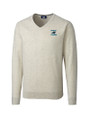 Carolina Panthers Historic Cutter & Buck Lakemont Tri-Blend Mens Big and Tall V-Neck Pullover Sweater Oatmeal Heather Mannequin
