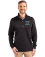 Carolina Panthers Historic Cutter & Buck Traverse Stretch Eco Quarter Zip Mens Pullover Black Front