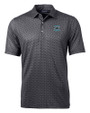 Carolina Panthers Historic Cutter & Buck Pike Banner Print Stretch Mens Big & Tall Polo Black Mannequin