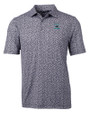 Carolina Panthers Historic Cutter & Buck Pike Magnolia Print Stretch Mens Polo Black/Polished Mannequin