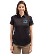 Carolina Panthers Historic Cutter & Buck Prospect Recycled Featherlight Stretch Womens Polo Black Front