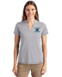 Carolina Panthers Historic Cutter & Buck Forge Eco Heathered Stretch Womens Blade Top Polished Heather Front