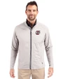 Umass Minutemen Cutter & Buck Adapt Eco Knit Hybrid Recycled Mens Full Zip Jacket Polished Medium Gray Front