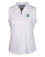 Carolina Panthers Historic Cutter & Buck Forge Stretch Womens Sleeveless Polo White Mannequin