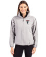 Atlanta Falcons Historic - Cutter & Buck Charter Recycled Packable Womens Half Zip Anorak Jacket Polished Medium Gray Front