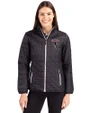 Atlanta Falcons Historic - Cutter & Buck Rainier PrimaLoft®  Womens Eco Insulated Full Zip Puffer Jacket Black Front