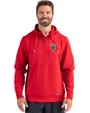 Atlanta Falcons Historic - Cutter & Buck Roam Recycled Buttery-Soft Knit Mens Half Zip Hooded Pullover Red Front