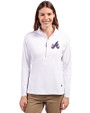 Atlanta Braves City Connect Cutter & Buck Adapt Eco Knit Stretch Recycled Womens Half Zip Pullover White Front