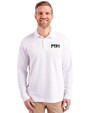 Pittsburgh Pirates City Connect Cutter & Buck Advantage Eco Tri-Blend Pique Mens Long Sleeve Polo White Front