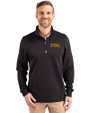 Pittsburgh Pirates City Connect Cutter & Buck Traverse Stretch Eco Quarter Zip Mens Big and Tall Pullover Black Front