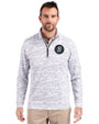 Baltimore Orioles City Connect Cutter & Buck Traverse Stretch Eco Camo Print Quarter Zip Mens Pullover Charcoal Front