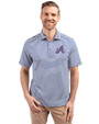 Atlanta Braves City Connect Cutter & Buck Virtue Eco Pique Stripe Recycled Mens Big and Tall Polo Tour Blue Front
