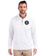 Baltimore Orioles City Connect Cutter & Buck Adapt Eco Knit Stretch Recycled Mens Quarter Zip Pullover White Front