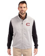 Cincinnati Reds City Connect Cutter & Buck Charter Eco Recycled Mens Full-Zip Vest Polished Medium Gray Front