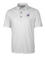 Atlanta Braves City Connect Cutter & Buck Pike Double Dot Print Stretch Mens Polo Charcoal Mannequin