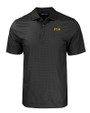 Pittsburgh Pirates City Connect Cutter & Buck Pike Eco Tonal Geo Print Stretch Recycled Mens Polo Black Mannequin