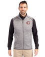 Cincinnati Reds City Connect Cutter & Buck Mainsail Sweater-Knit Mens Full Zip Vest Polished Heather Front