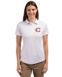 Cincinnati Reds City Connect Cutter & Buck Prospect Eco Textured Stretch Recycled Womens Short Sleeve Polo White Front