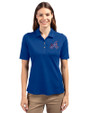Atlanta Braves City Connect Cutter & Buck Virtue Eco Pique Recycled Womens Polo Tour Blue Front