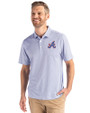 Atlanta Braves City Connect Cutter & Buck Pike Eco Symmetry Print Stretch Recycled Mens Polo White/Tour Blue Front